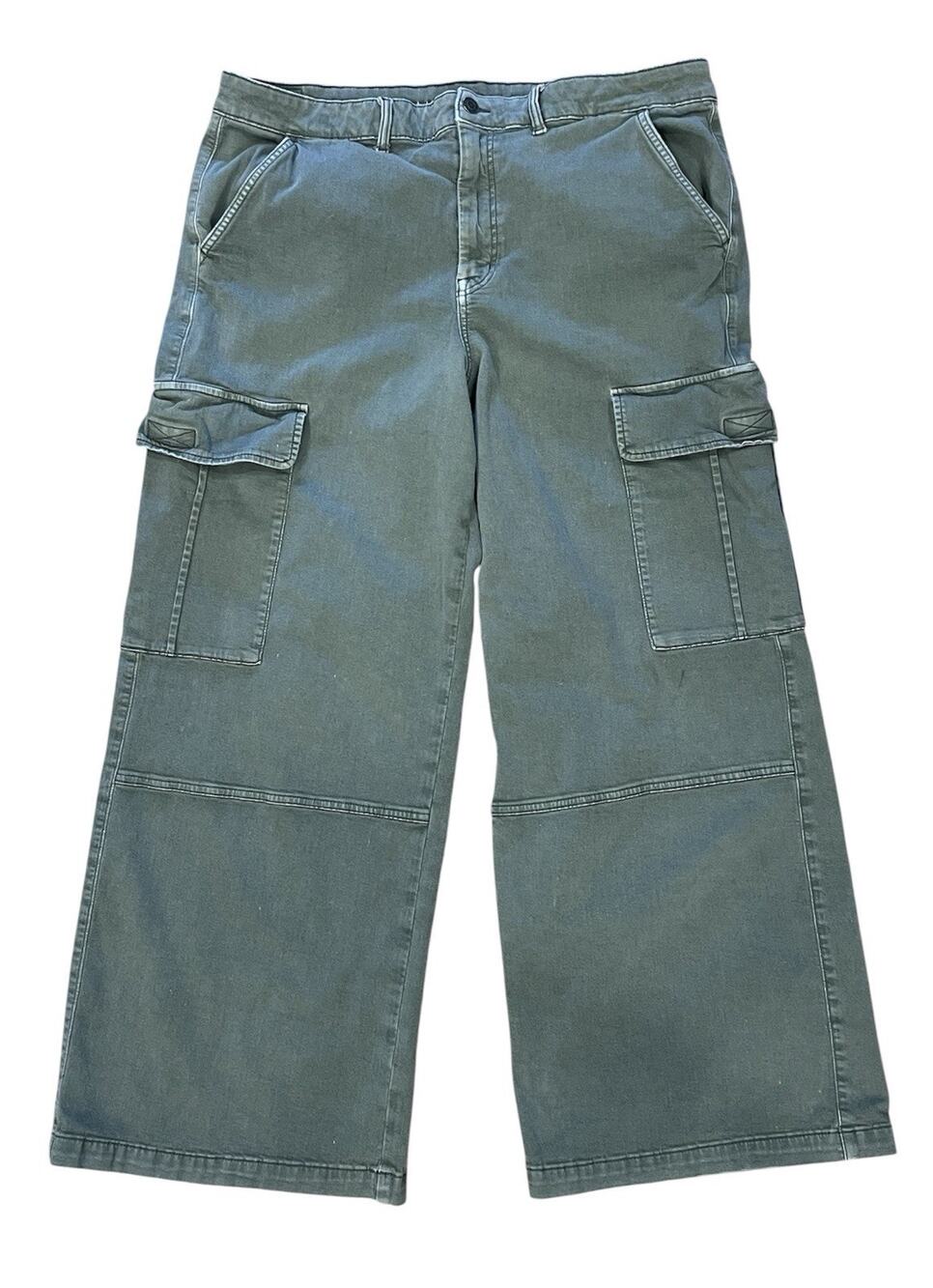 American Eagle Baggy Wide Leg Cargo Pants Olive Green Streetwear Women's Size 18